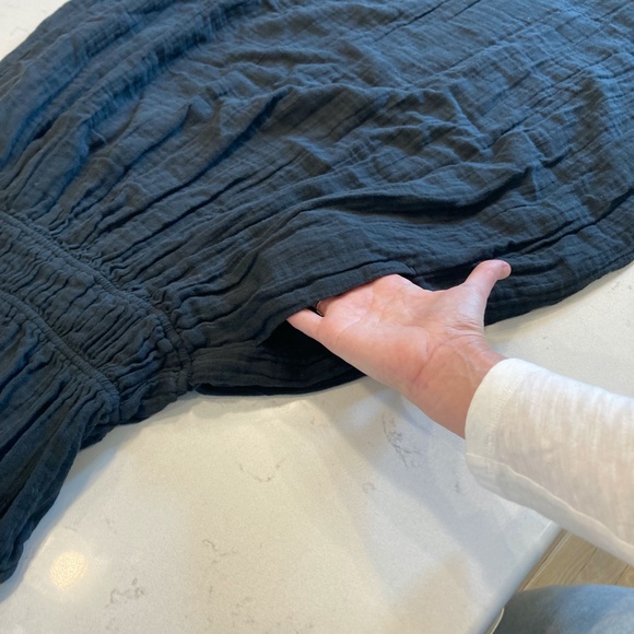 Pact Coastal Double Gauze 100% Organic Cotton Black Cami Maxi Dress with Pockets - Picture 4 of 10